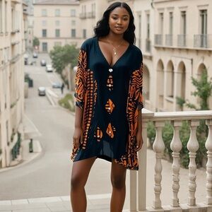 Pegasus printed shell embellished tunic dress plus